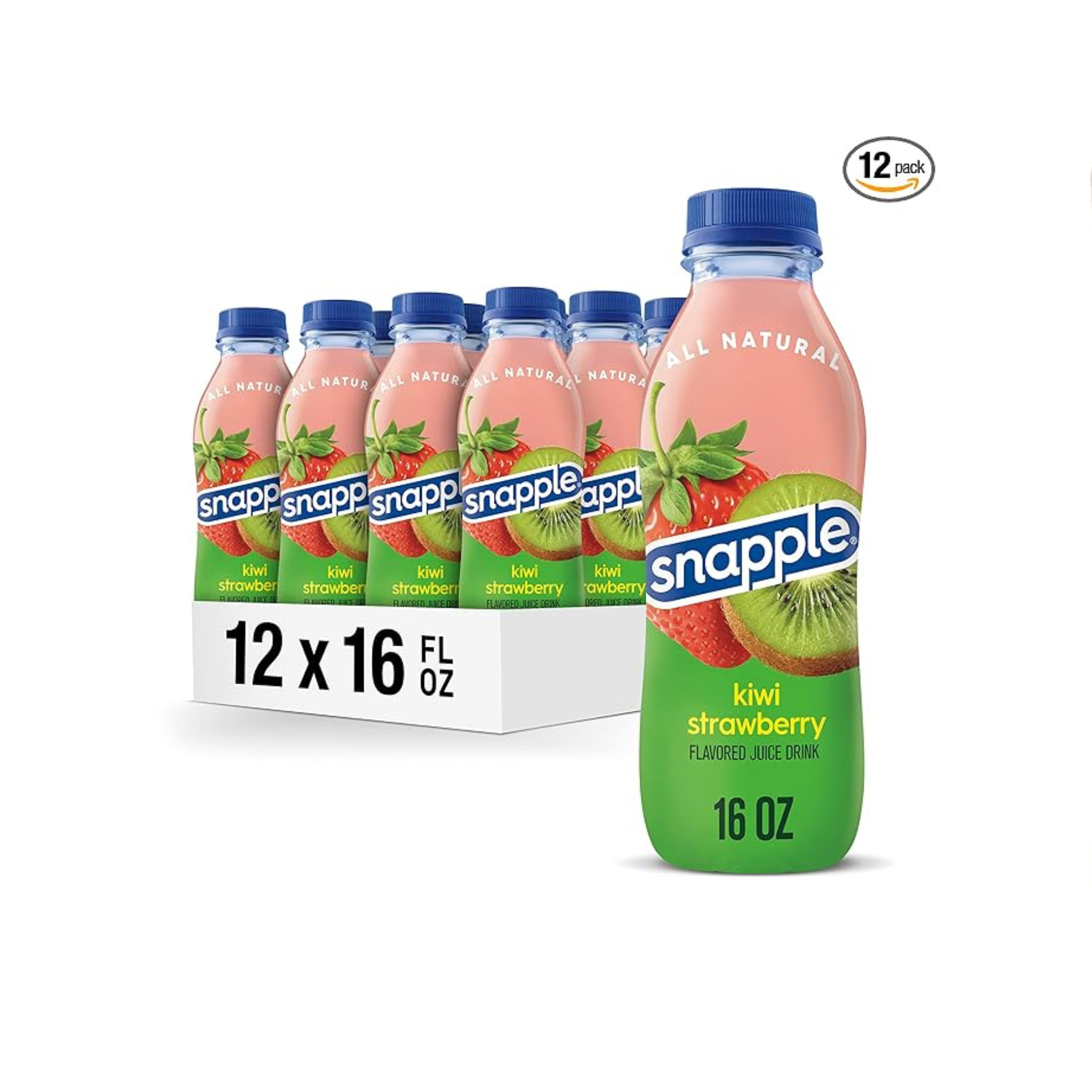 12 Bottles Of 16oz Snapple Kiwi Strawberry Or Zero Sugar Peach Tea ...