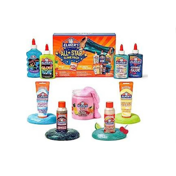 Elmer’s All-Star Slime Kit, Includes Liquid Glue, Slime Activator, and Premade Slime, 9 Count