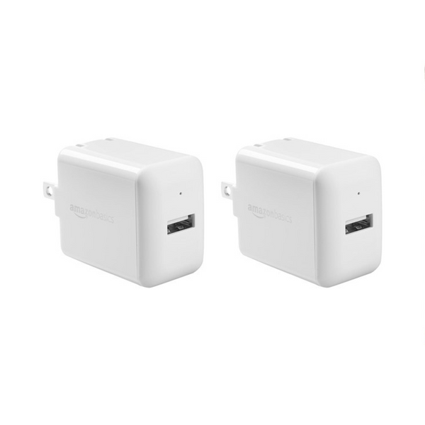 Paquete de 2 cargadores de pared USB-A de 12 W Amazon Basics