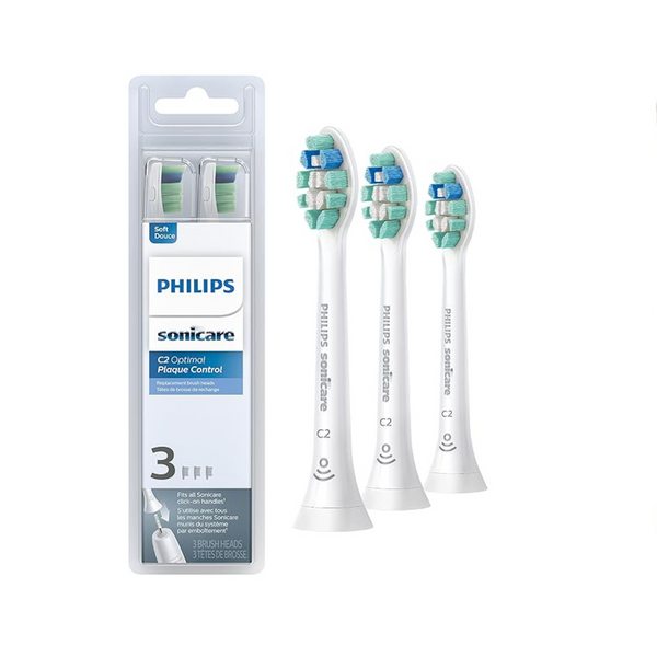 3 Pack Of Philips Sonicare Genuine C2 Optimal Plaque Control Toothbrush Heads