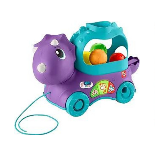 Fisher-Price Toddler Learning Toy Poppin’ Triceratops Dinosaur Pull-Along Ball Popper With Smart Stages