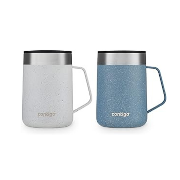 Contigo Streeterville Tazas de viaje de acero inoxidable con tapa a prueba de salpicaduras (paquete de 2)