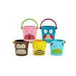 Skip Hop Baby Bath Toy, Zoo Stack & Pour Buckets