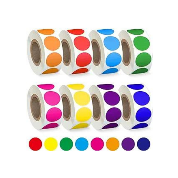 4000 PCS 3/4″ Colored Dot Stickers (8 Rolls, 3/4 Inches)