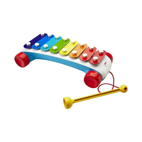 Fisher-Price Toddler Pull Toy, Classic Xylophone Pretend Musical Instrument with Mallet and Rolling Wheels