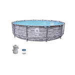 Avenli 12 ft. Grey Stone Premium Round Fiberglass Frame Above Ground Pool