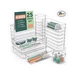 25-Pc Clear Plastic Drawer Organizers