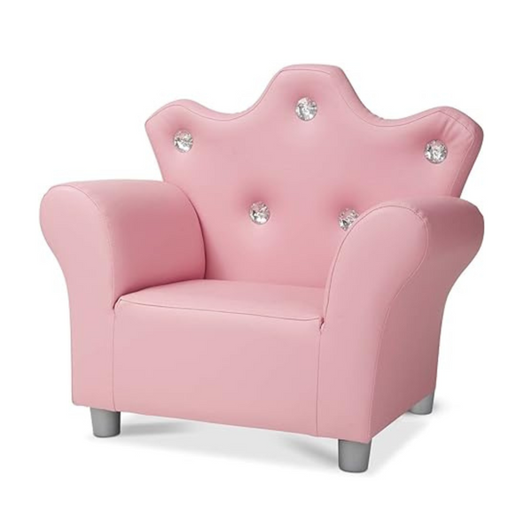 Melissa & Doug Pink Faux Leather Child’s Crown-Back Armchair