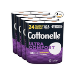 Cottonelle Ultra Comfort Toilet Paper with Cushiony CleaningRipples (24 Family Mega Rolls = 108 Regular Rolls)