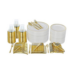 Prestee 600 Pcs Gold Plastic Disposable Dinnerware Set (100 Guests)