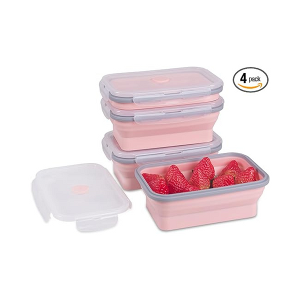 Set of 4 Collapsible Food Storage Containers with Airtight Lid