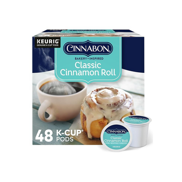 Cinnabon Classic Cinnamon Roll Keurig K-Cups, café tostado ligero, 48 unidades