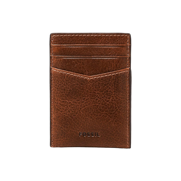 Fossil Men’s Leather Minimalist Magnetic Card Case with Money Clip Front Pocket Wallet