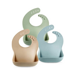 PandaEar Set of 3 Cute Silicone Baby Bibs (Brown/Blue/Green)