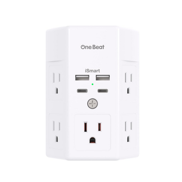 One Beat Multi Plug Outlet Surge Protector, 5 Outlets with 4 USB Ports