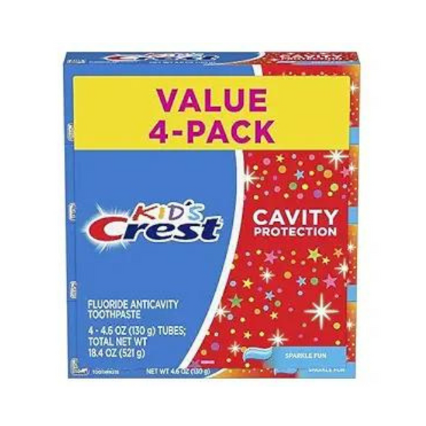 4 tubos de pasta de dientes Crest Kids Sparkle Fun Flavor