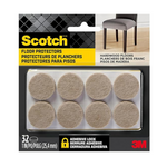 Scotch Felt Furniture Pads, Round, 1 in., 32 Pads