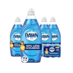 Jabones para platos Dawn Ultra de 4 unidades, 19,4 onzas (aroma original) + esponjas antirrayas de 2 unidades