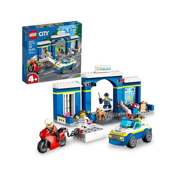 LEGO City Persecución en la comisaría de policía, set con coche de policía de juguete y moto