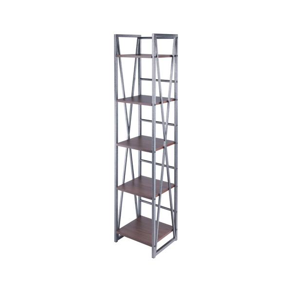 Winsome Isa 5-Tier Graphite & Walnut Wood Finish Shelf