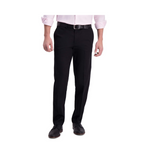 Haggar Pantalones casuales para hombre, sin hierro, color caqui, ajuste recto, parte delantera plana, cintura flexible