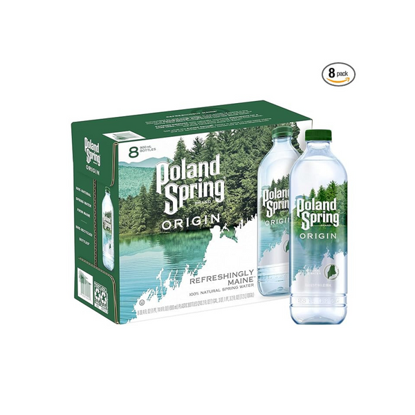 Poland Spring ORIGIN 100% Natural Spring Water, 900 mL (8 Pack)