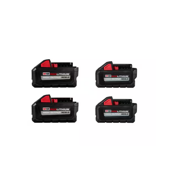 Milwaukee M18 18V Li-Ion de alto rendimiento XC, paquete de 2 baterías de 8,0 Ah + 2 baterías de 6,0 Ah