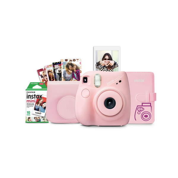 Paquete Fujifilm Instax Mini 7+ (paquete de 10 películas, álbum, estuche para cámara, pegatinas)