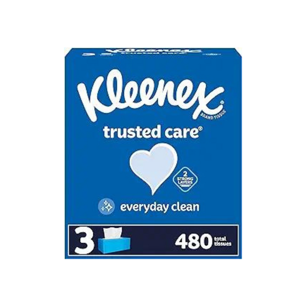 3 Boxes Of 160 Kleenex Trusted Care Facial Tissues