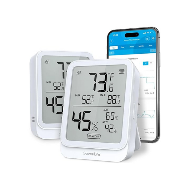 2-Pack GoveeLife Hygrometer Thermometer Room Temperature Monitor (H5104)