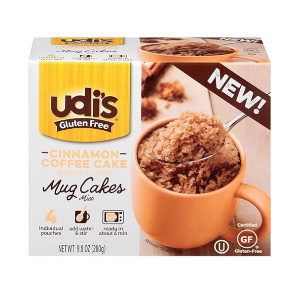 Udi's Mezcla para pastel de taza de café con canela y sin gluten, 4 unidades