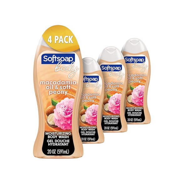 4-Pk Softsoap Macadamia Oil & Soft Peony Body Wash