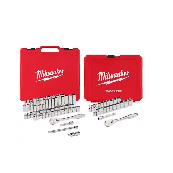 81-Piece Milwaukee 3/8" & 1/4" Drive SAE/Metric Ratchet/Socket Mechanic Tool Set