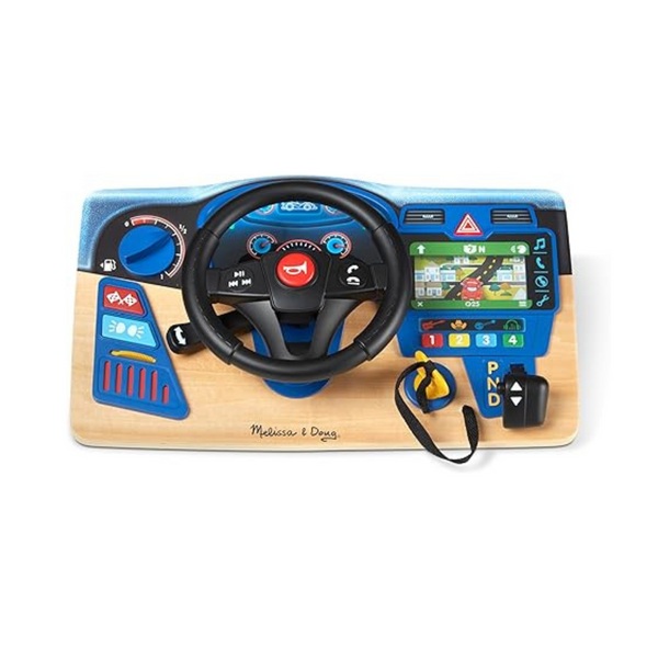 Melissa & Doug Vroom & Zoom Interactive Wooden Dashboard Steering Wheel