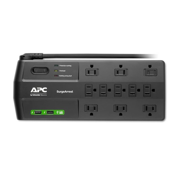 Regleta con protector contra sobretensiones APC 2880 Joule de 11 tomas y puertos USB (2x USB-A)