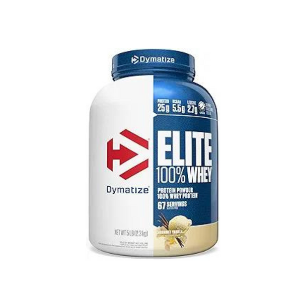 5 libras Dymatize Elite 100% proteína de suero en polvo (vainilla)