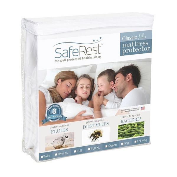 SafeRest Twin Size Classic Plus 100% Waterproof Mattress Protector – Vinyl