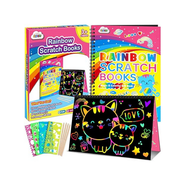 2 Packs Rainbow Scratch Notebooks for Kids