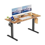 55" Dumos Height-Adjustable Electric Standing Office Desk (Rustic Brown Basic)