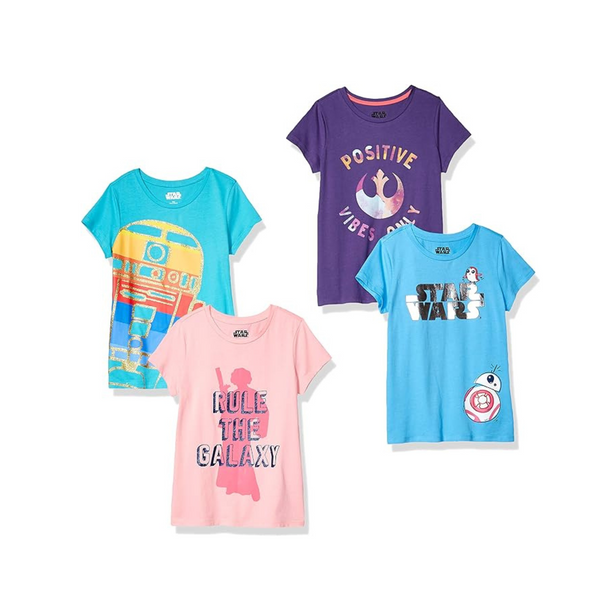 Amazon Essentials Girls and Toddlers' Disney/Marvel/Star Wars/Frozen Multipack Tees