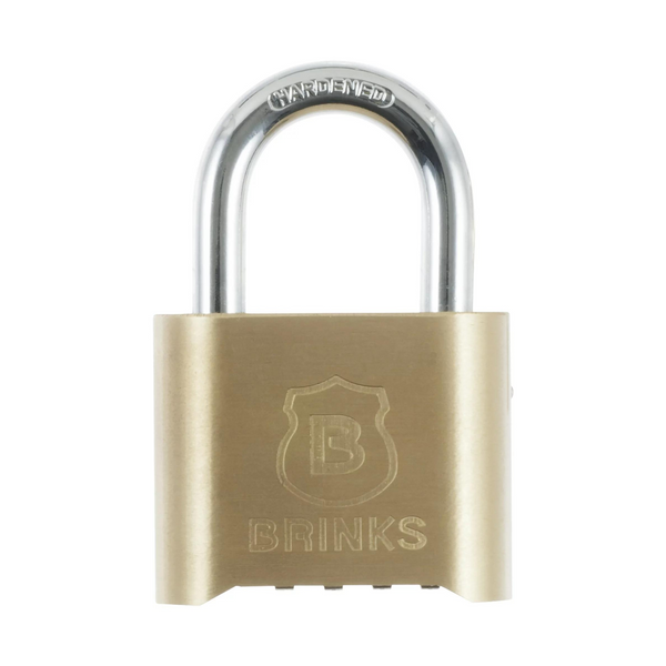 Candado de combinación reiniciable de latón macizo Brinks de 50 mm con arco de 1"