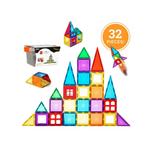 Juego de juguetes de construcción con azulejos magnéticos para niños Best Choice Products de 32 piezas con estuche