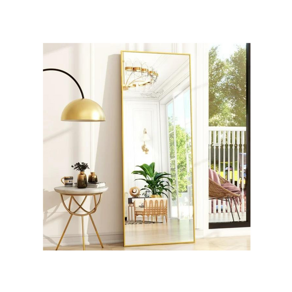 64" x 21" Beautypeak Full Length Rectangle Mirror w/ Stand (Black or Gold)