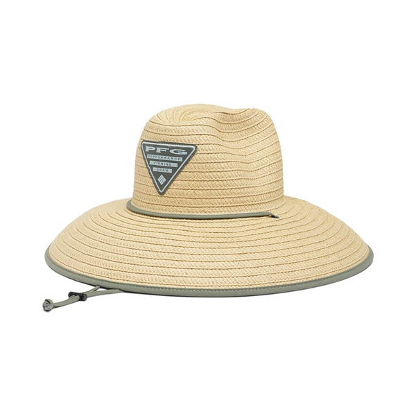 Sombrero salvavidas de paja PFG para hombre o mujer de Columbia (bandera de pez o triángulo PFG) 