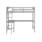 Living Essentials by Hillsdale Alexis Wood Arch Cama doble tipo loft con escritorio (gris, blanco)