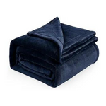 Bedsure Navy Fleece Blanket, Queen