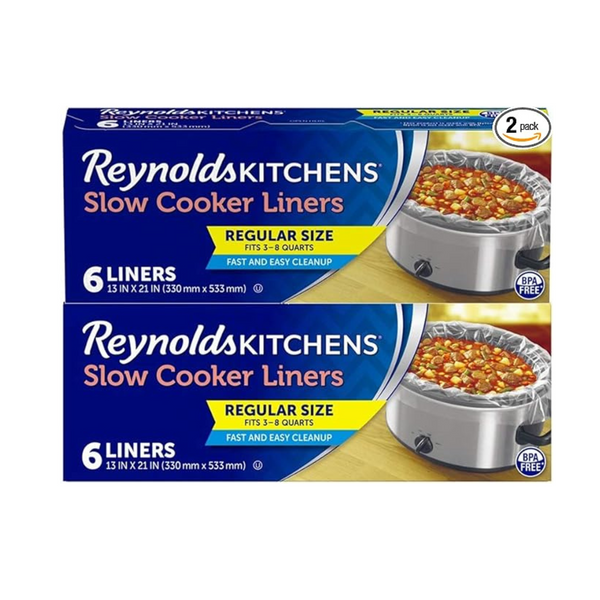 Reynolds Kitchens Slow Cooker Liners, Regular (Fits 3-8 Quarts), 6 Count (Pack of 2), 12 Total