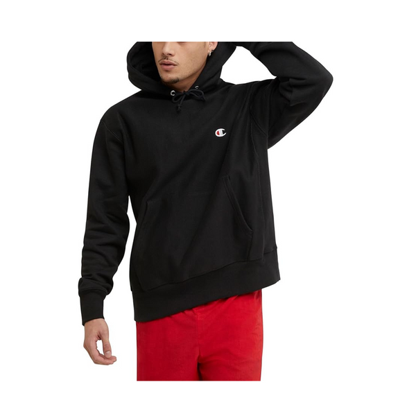 Champion Sudadera con capucha de tejido inverso para hombre (negro)