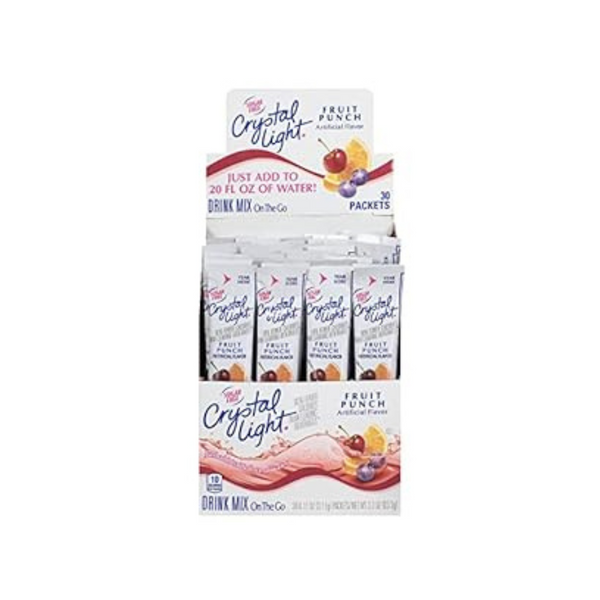 Crystal Light Paquetes de mezcla de bebidas en polvo para llevar, sin azúcar, ponche de frutas, 120 unidades