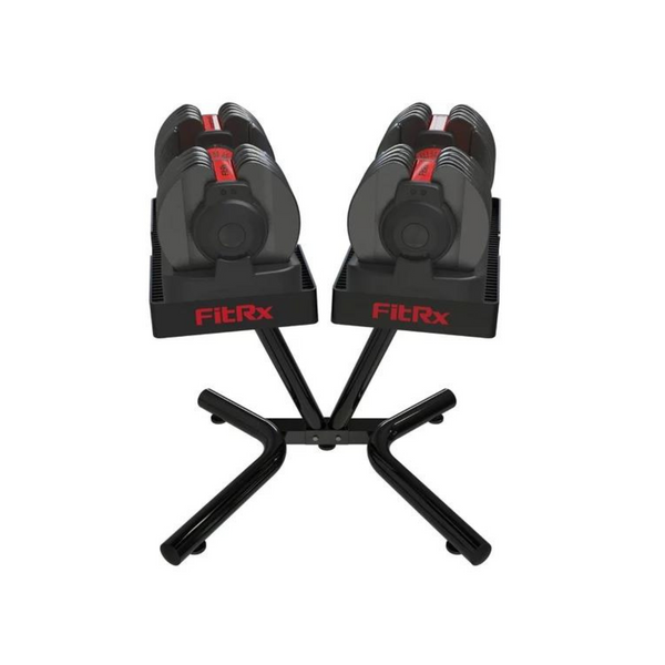 FitRx SmartRack Weight Rack Stand w/ 2-Count Adjustable 5 to 52.5lb Dumbbell Set